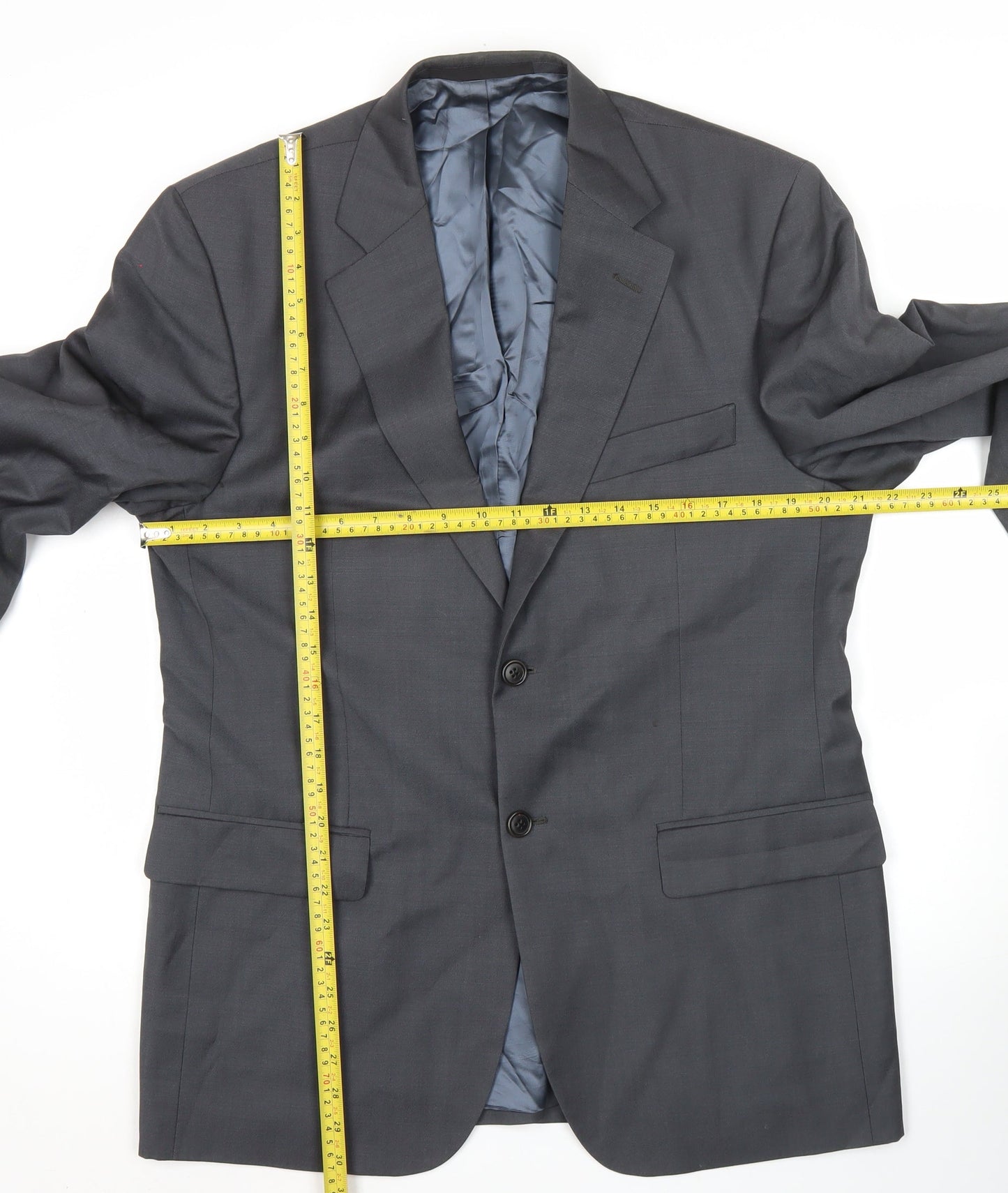 Marks and Spencer Men’s Grey Wool Blazer Jacket 40” Chest Regular Fit