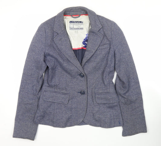 Joules Women’s Blue Herringbone Tweed Blazer UK 10 Tailored Jacket