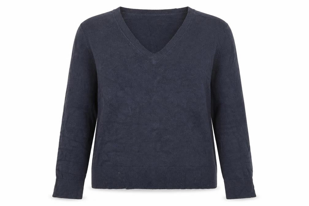 Marks and Spencer Womens Blue Size 12 V-Neck Acrylic Jumper