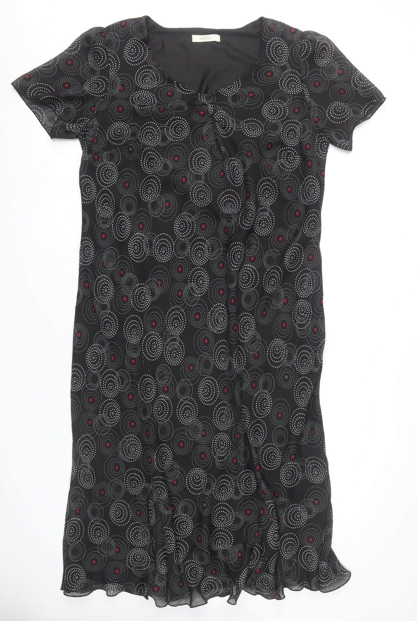 Classics Women’s Black Geometric Midi Shift Dress Size 24