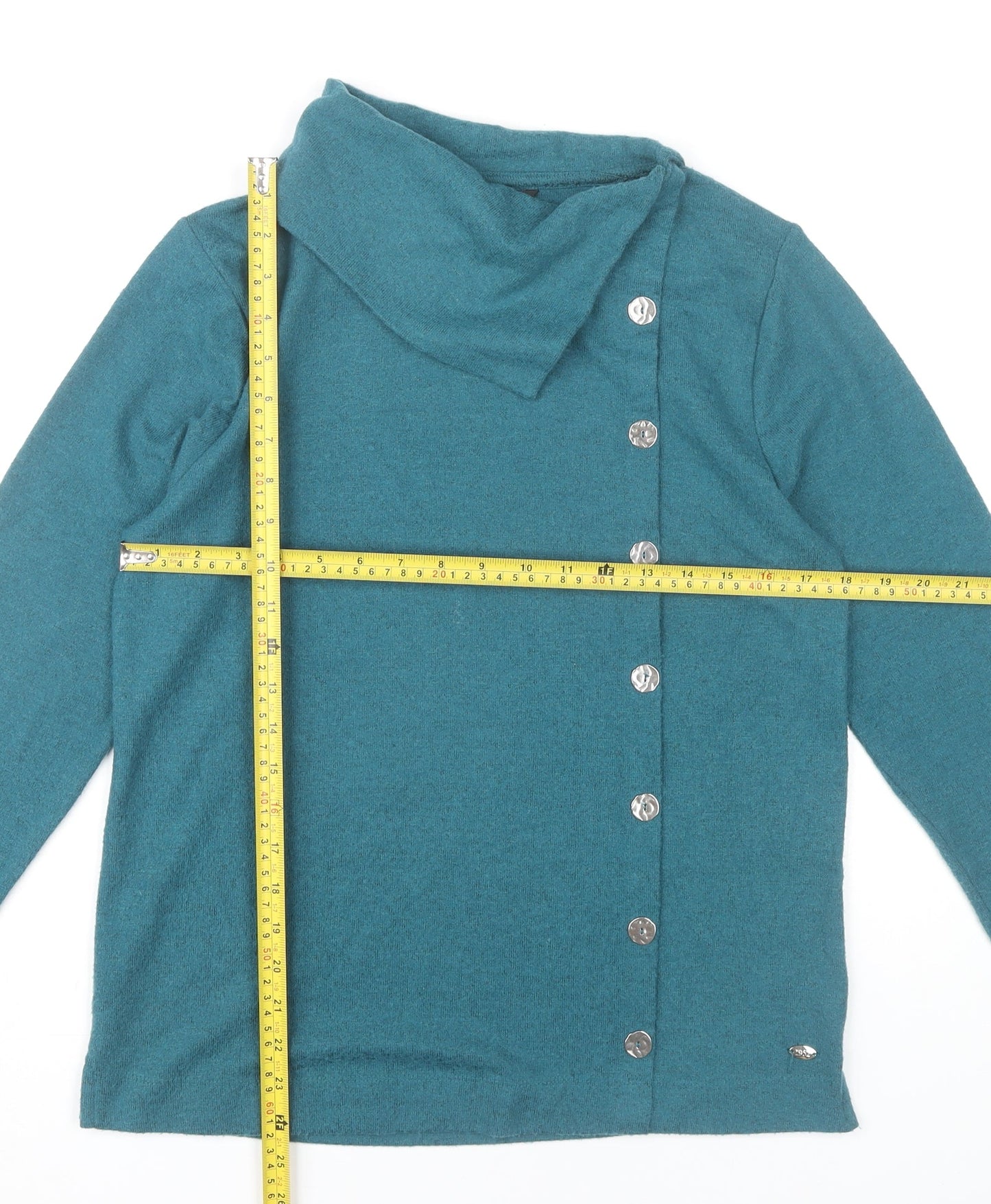 TIGI Womens Green Cowl Neck Button Cardigan Jumper Size 10