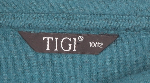 TIGI Womens Green Cowl Neck Button Cardigan Jumper Size 10