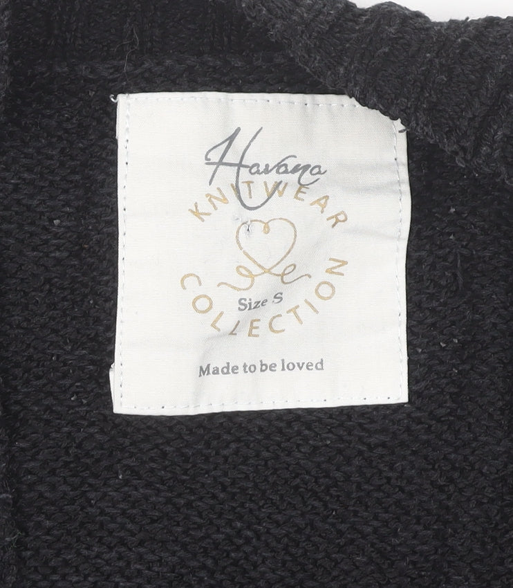 Havana Knitwear Collection Womens Black Size S Cardigan Jumper