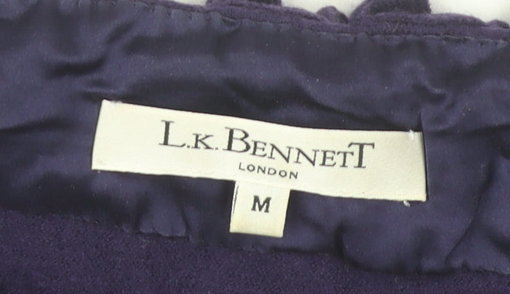 L.K. Bennett Women’s Purple Wool Ruffle Blouse Size M Long Sleeve