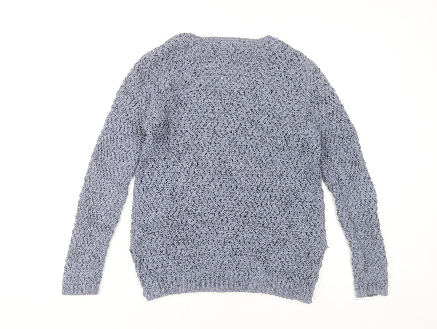 Gallery Women’s Grey V-Neck Open-Knit Jumper Size 12