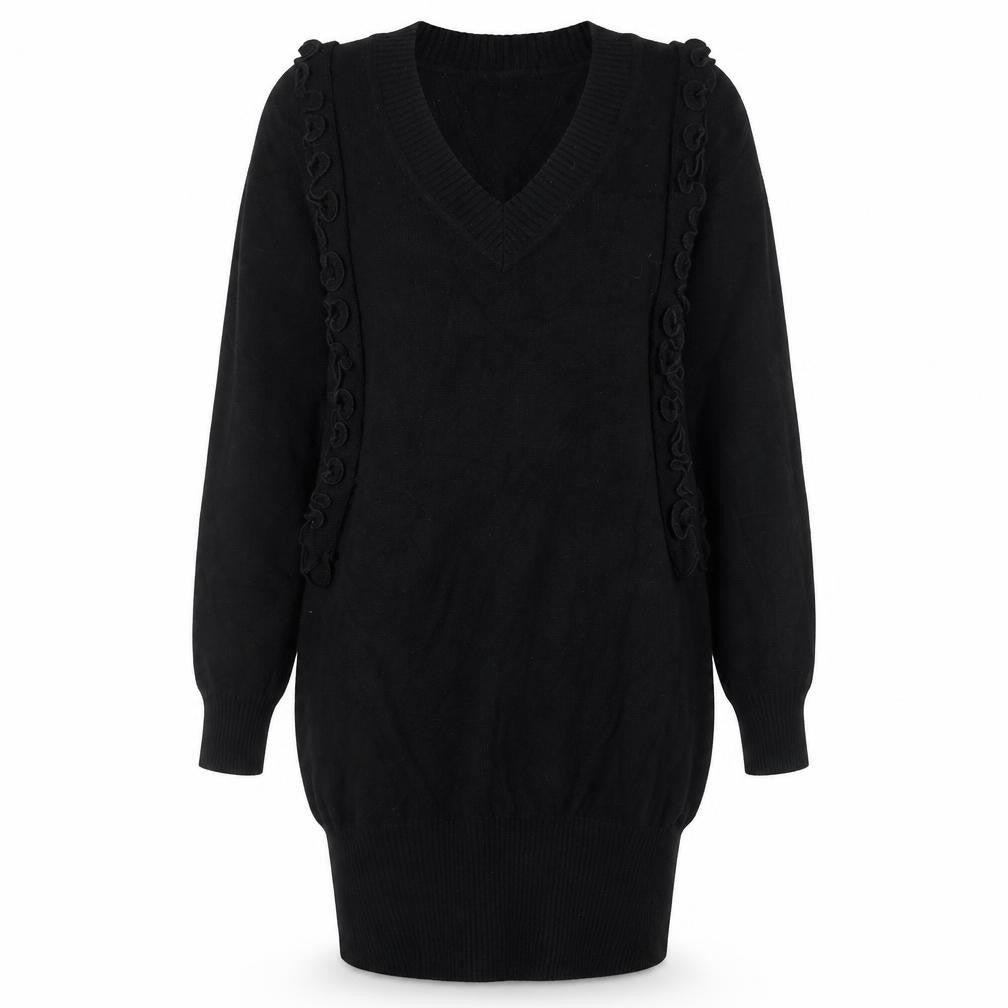 Marks and Spencer Women’s Black Jumper Dress Size 12 V-Neck Long Sleeve