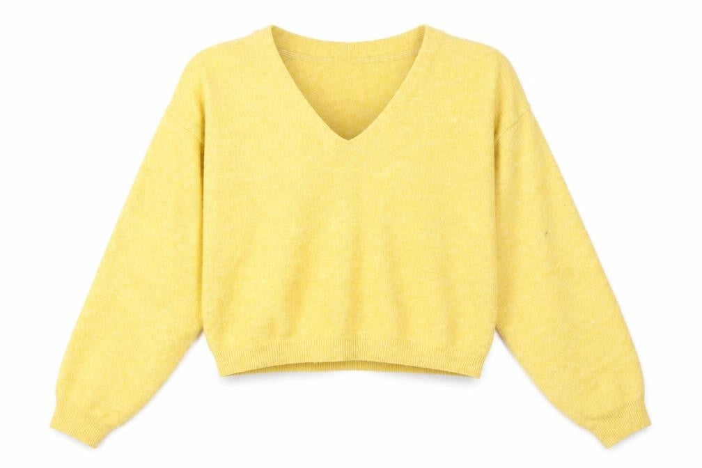 H&M Womens Yellow V-Neck Pullover Jumper Size S Regular Fit