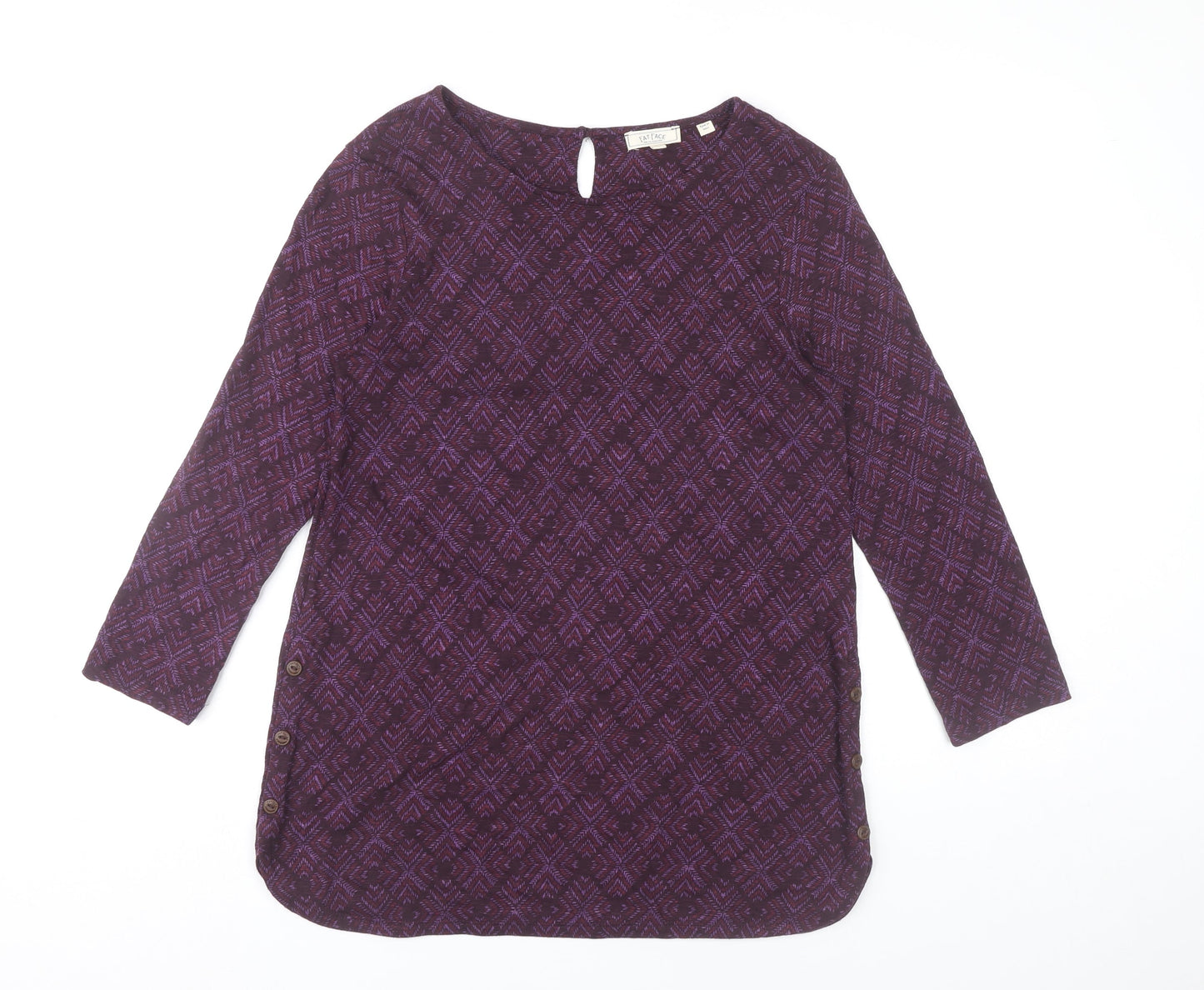 Fat Face Womens Purple Geometric Tunic Blouse UK 6 Cotton Modal