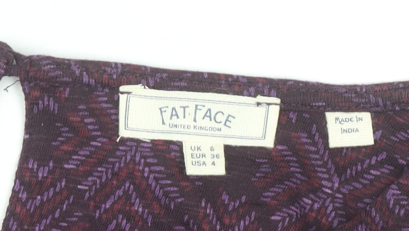 Fat Face Womens Purple Geometric Tunic Blouse UK 6 Cotton Modal