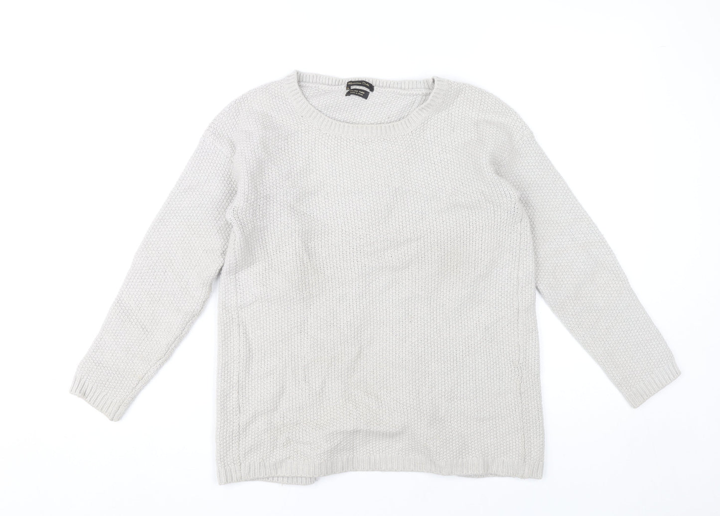 Massimo Dutti Womens Grey Cardigan Jumper Size 12 Long Sleeve Knit