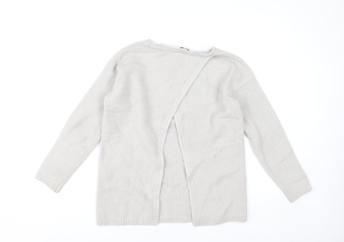 Massimo Dutti Womens Grey Cardigan Jumper Size 12 Long Sleeve Knit