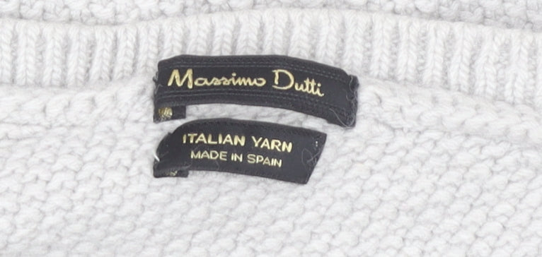 Massimo Dutti Womens Grey Cardigan Jumper Size 12 Long Sleeve Knit