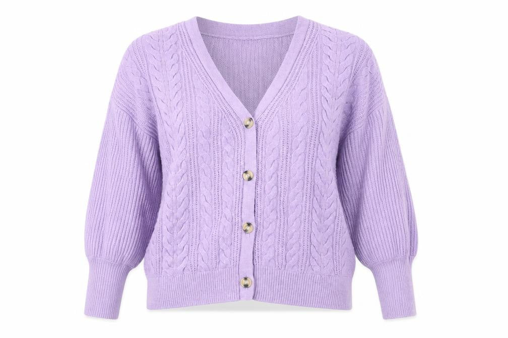 Marks and Spencer Womens Purple Cable Knit Cardigan M