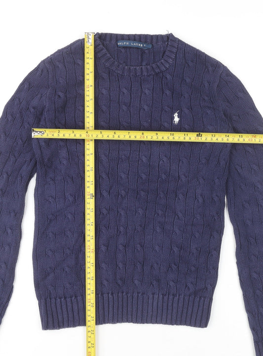 Ralph Lauren Women’s Blue Cotton Cable-Knit Jumper Size S