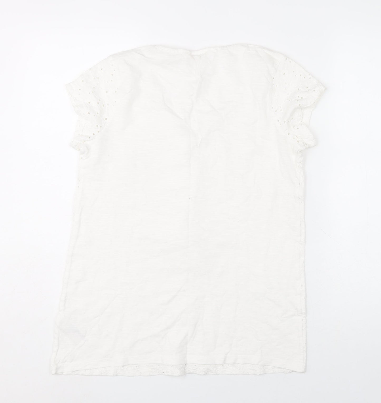 Fat Face Women’s White Cotton Embroidered Tunic Blouse UK 8