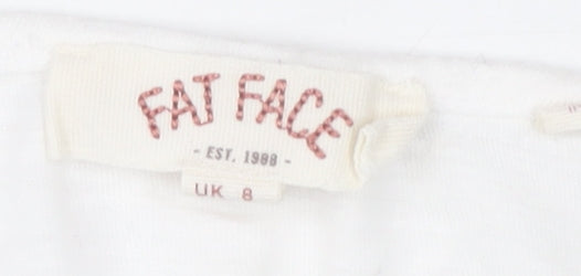 Fat Face Women’s White Cotton Embroidered Tunic Blouse UK 8