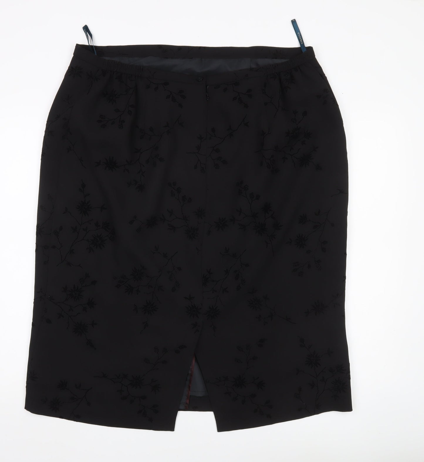 Essence Women’s Black Size 22 Pencil Skirt Floral Lined Knee Length