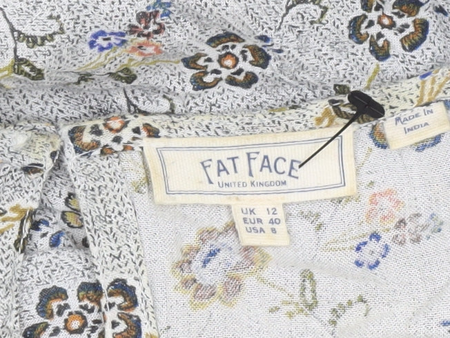 Fat Face Womens Ivory Floral Tunic Blouse Size 12 Viscose