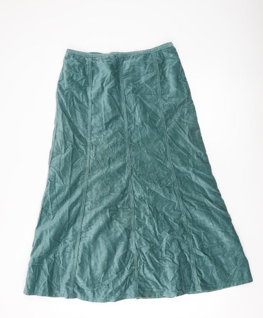 Boden Women’s Green Cotton Velvet A-Line Midi Skirt Size 10