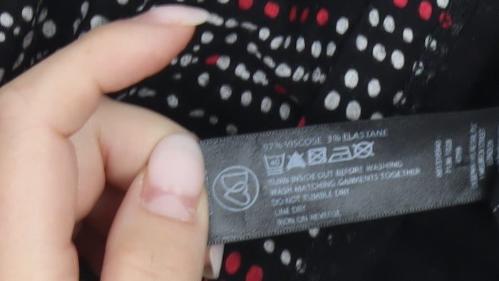 Debenhams Women’s Black Polka Dot Stretch Blouse Size 16