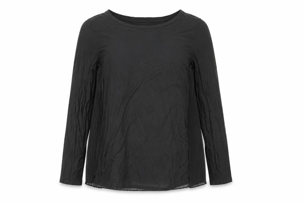 RJR John Rocha Women’s Black Tunic Blouse Size 12 Long Sleeve Pleated