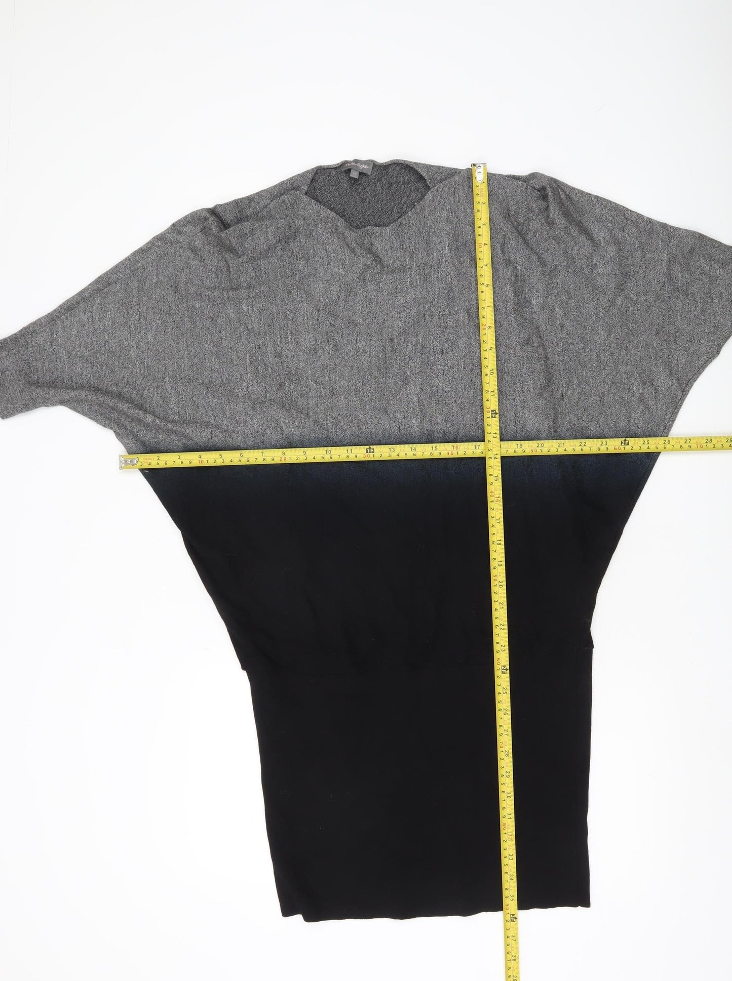 Phase Eight Women’s Grey Black Tunic Jumper Dress Size 12 Knit 3/4 Sleeve