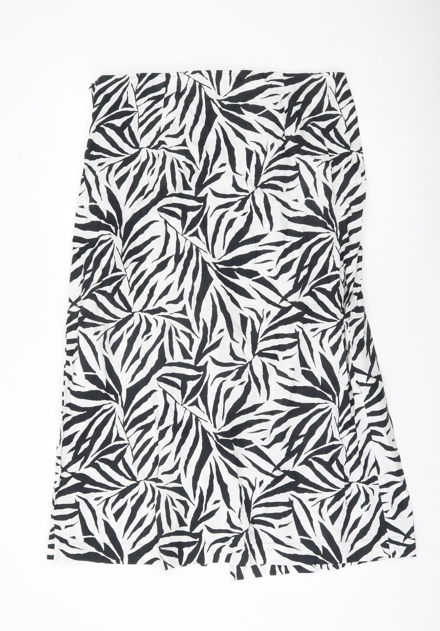 Marks and Spencer Women’s Black White Animal Print Linen Skirt Size 18