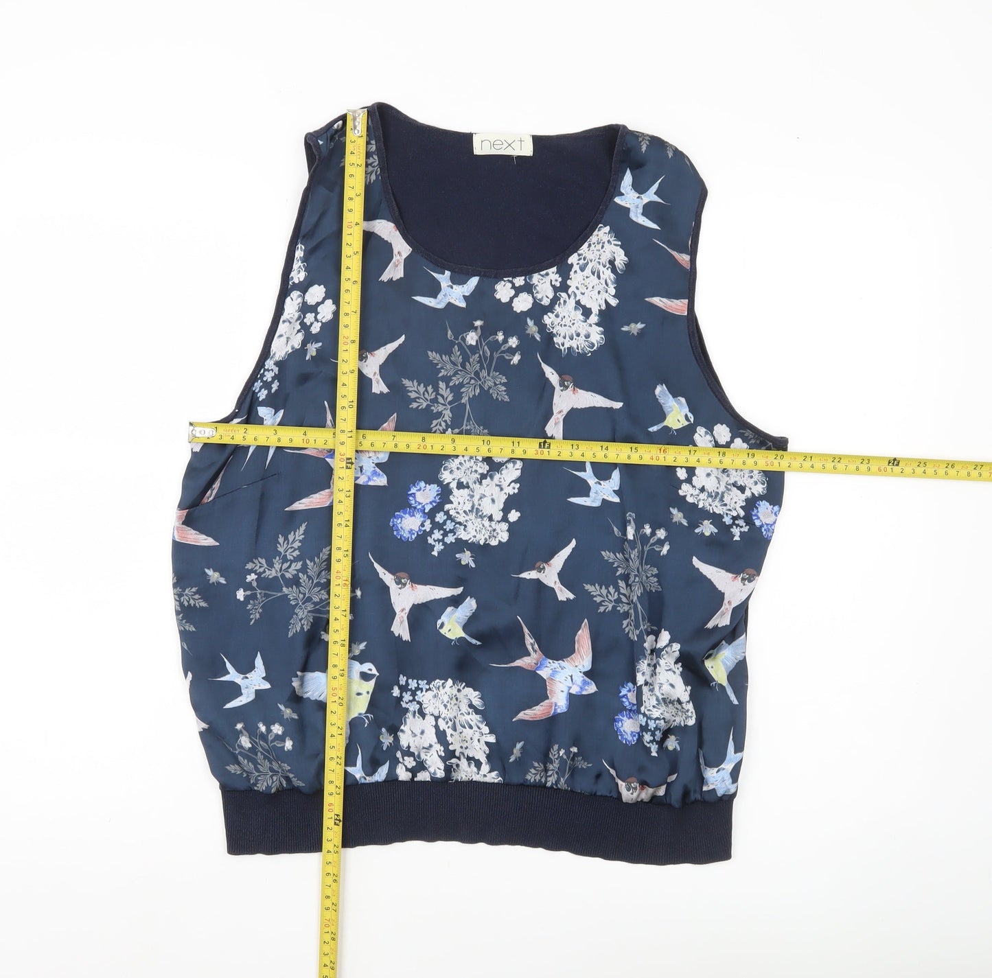 Next Women’s Blue Floral Bird Print Sleeveless Tank Top Size 22