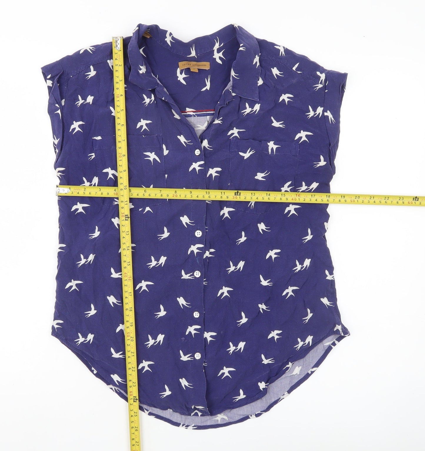 Jachs Girlfriend Women Blue Animal Print Button-Up Blouse S