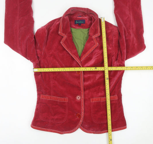 Boden Women’s Red Velvet Cotton Blazer Jacket Size 12