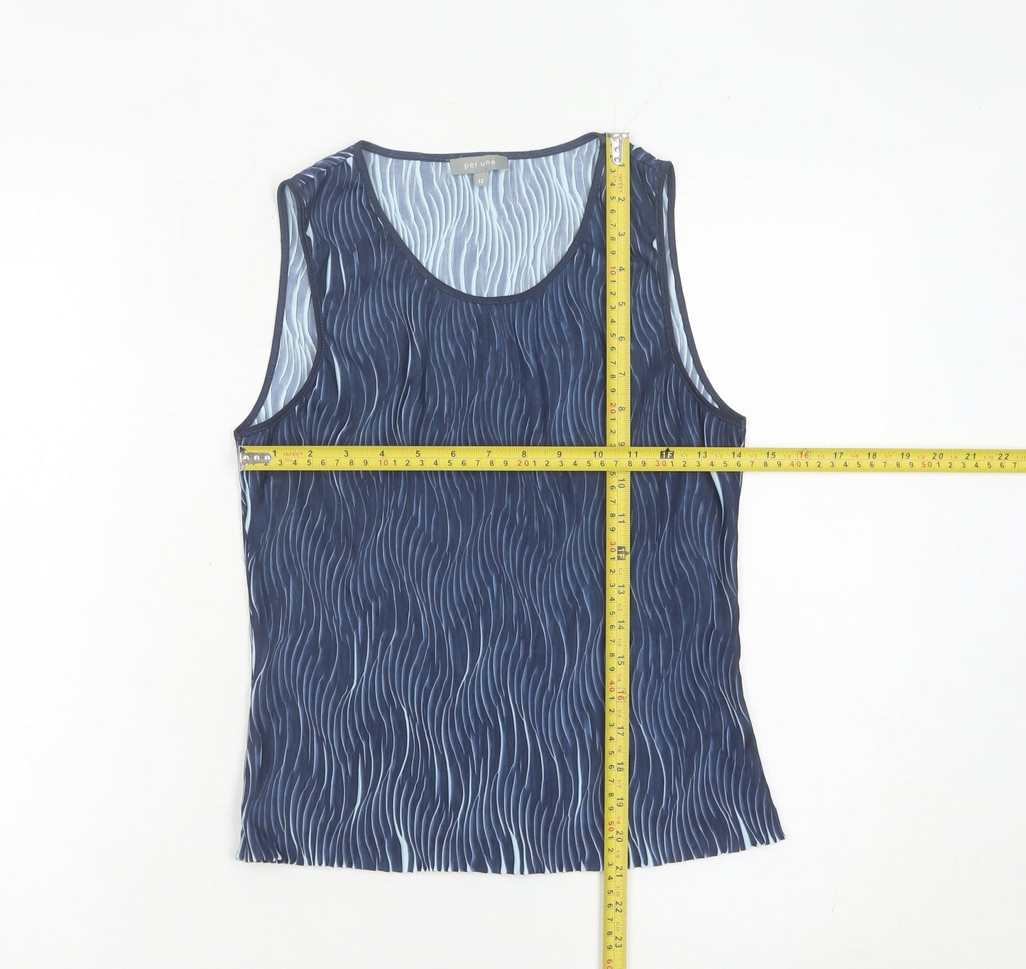 Marks and Spencer Women Blue Tank Top Size 12 Sleeveless Summer