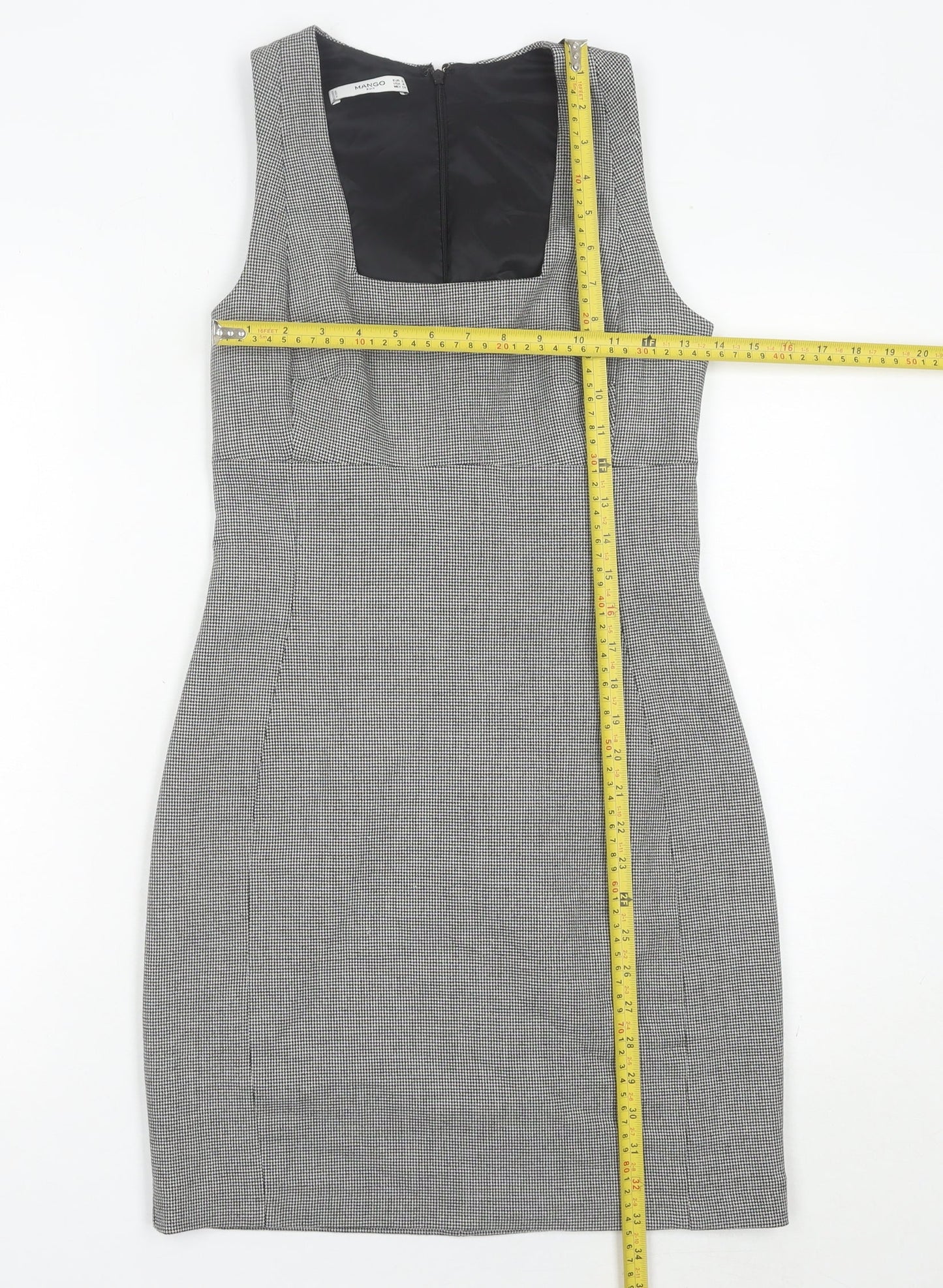 Mango Women Grey Houndstooth Sheath Dress Size 8 Workwear Classic