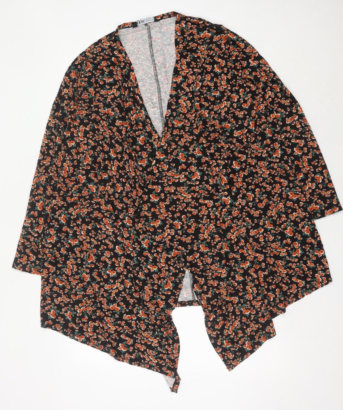 Yours Womens Black Floral Plus Size 22 Jersey Open Jacket
