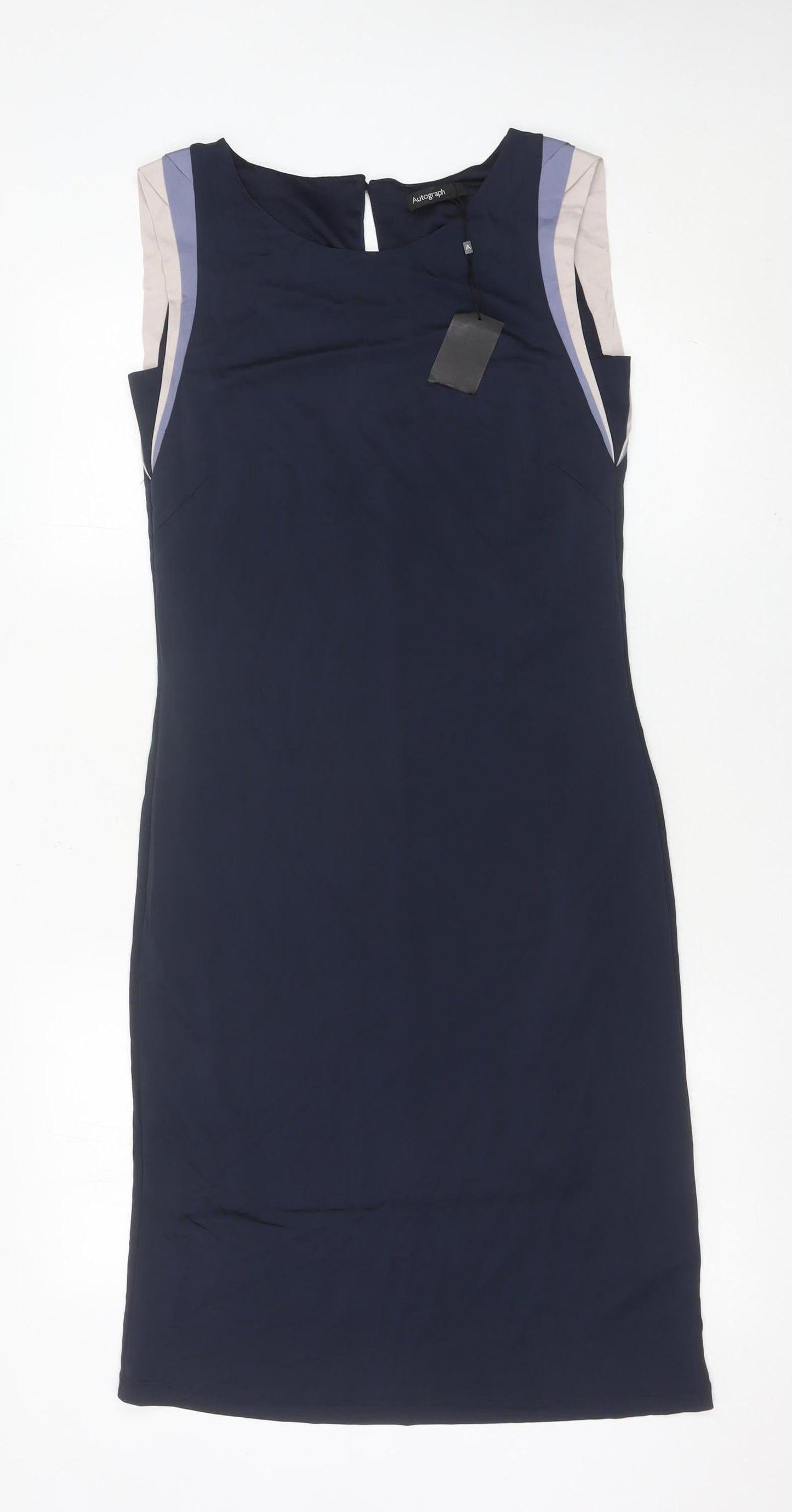 Marks and Spencer Women Blue Size 10 Sheath Dress Knee Length