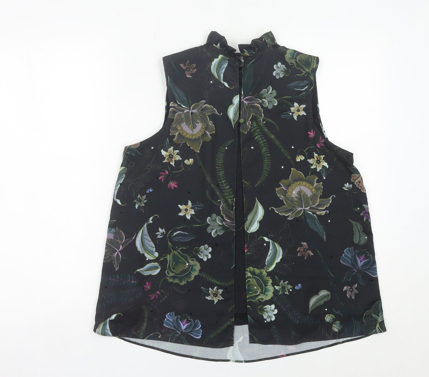 Next Women’s Black Floral Sleeveless Tunic Blouse Size 12