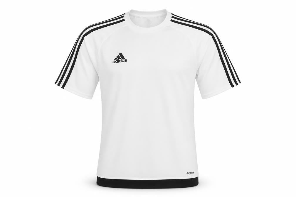 Front view of Adidas Men’s White Small Athletic Fit Short Sleeve Sports T-Shirt