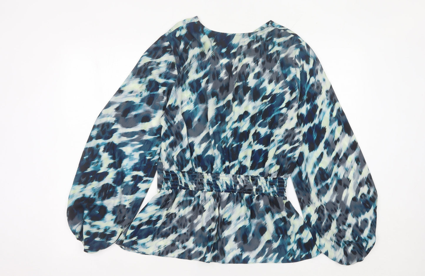 Wallis Womens Multicoloured Size 14 Chiffon Wrap Blouse Long Sleeve