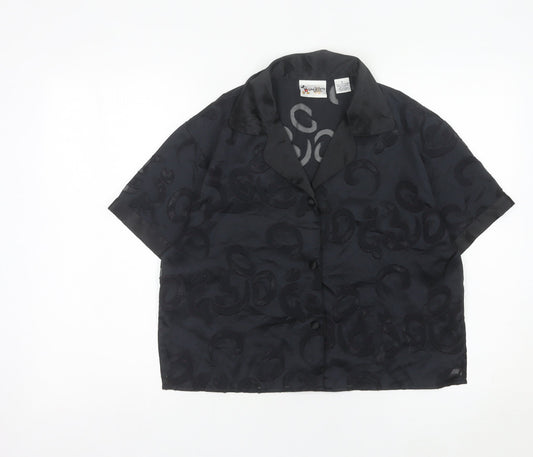 Disney Women Black Satin Mickey Mouse Pyjama Shirt Top S