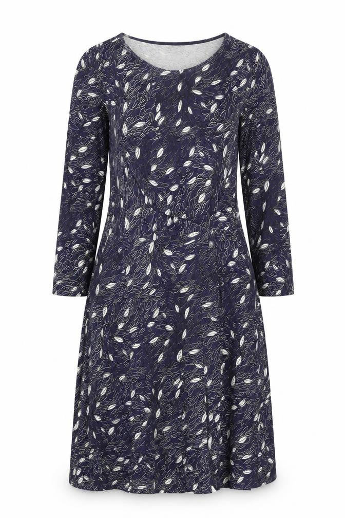 People Tree Women’s Blue Floral A-Line Dress Size 14 Cotton