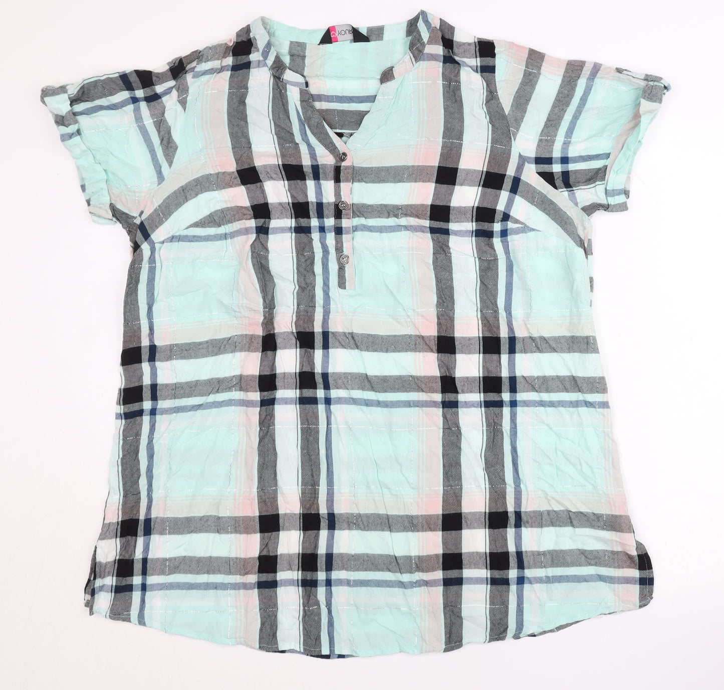 Yours Women’s Multicoloured Check Tunic Blouse UK 18 Viscose