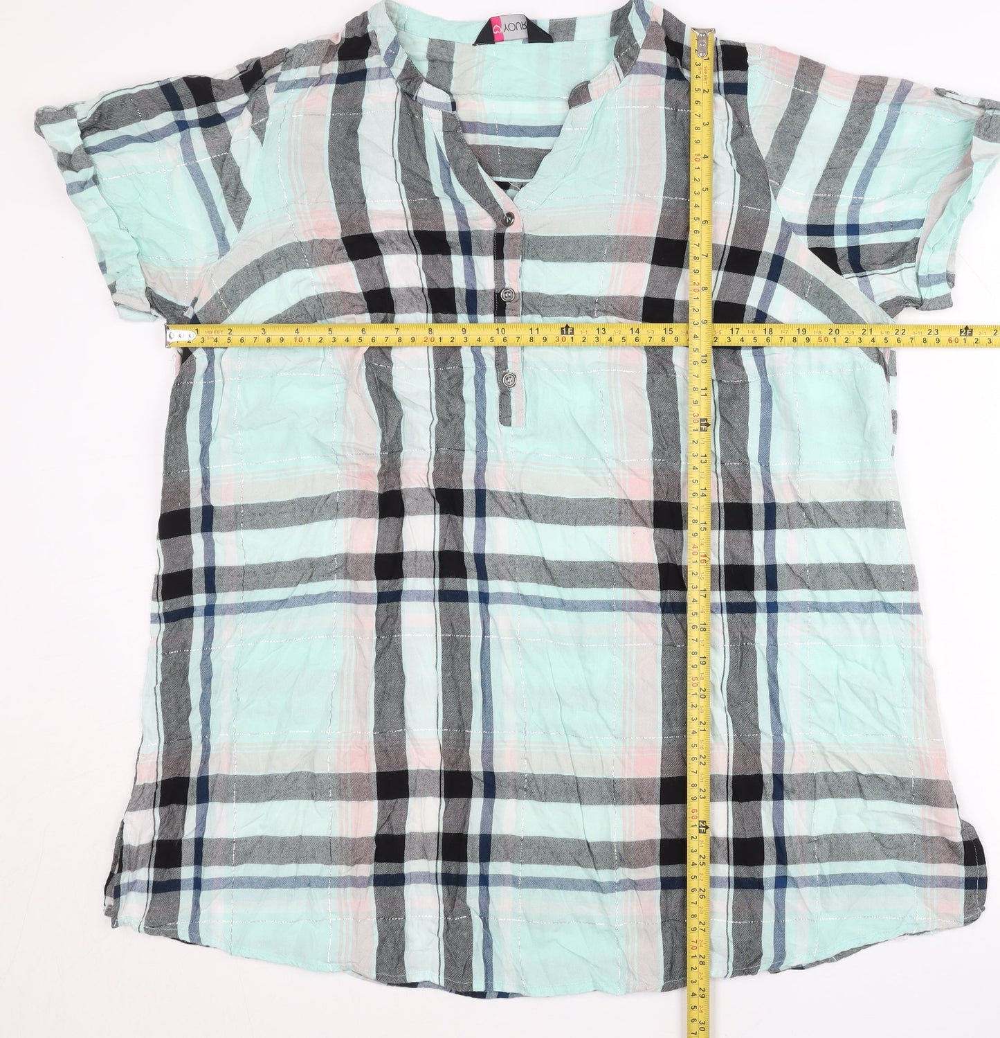 Yours Women’s Multicoloured Check Tunic Blouse UK 18 Viscose