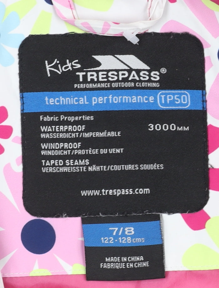 Trespass Girls Multicoloured Floral Waterproof Rain Coat Jacket 7 Years
