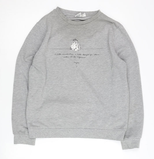 Disney Women’s Grey Eeyore Sweatshirt UK 10/12 Crew Neck Pullover