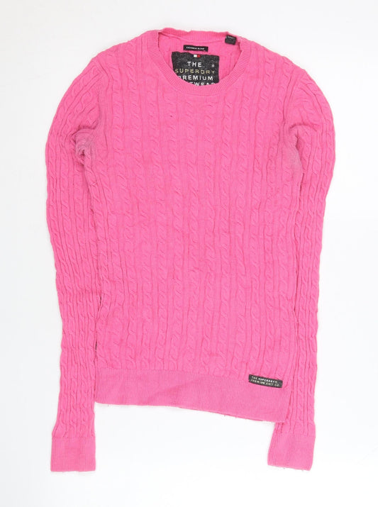 Superdry Women’s Pink Cable-Knit Cashmere Blend Jumper Size 2XS