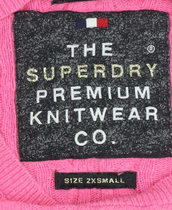 Superdry Women’s Pink Cable-Knit Cashmere Blend Jumper Size 2XS