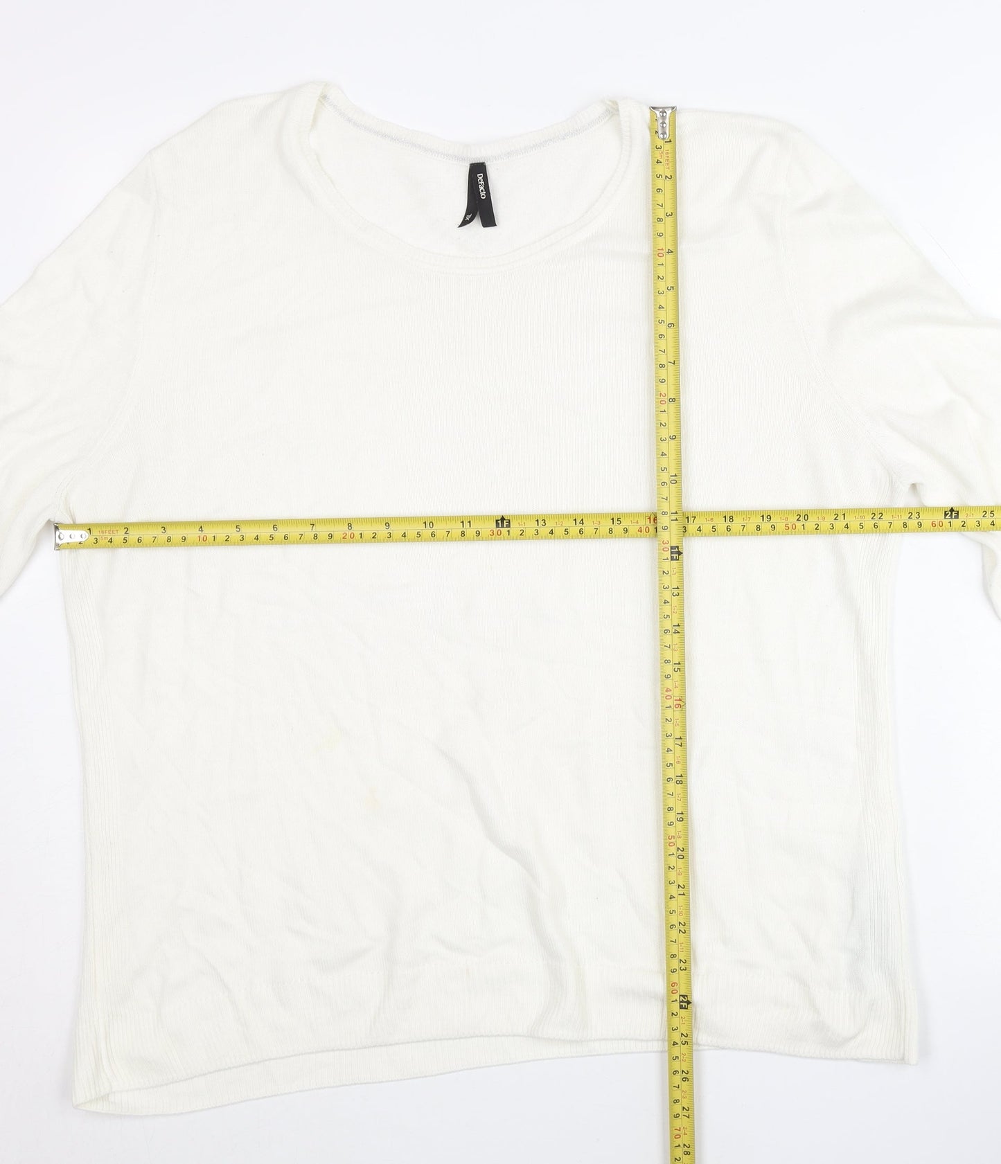 DeFacto Women’s White 7XL Pullover Jumper Round Neck Knit