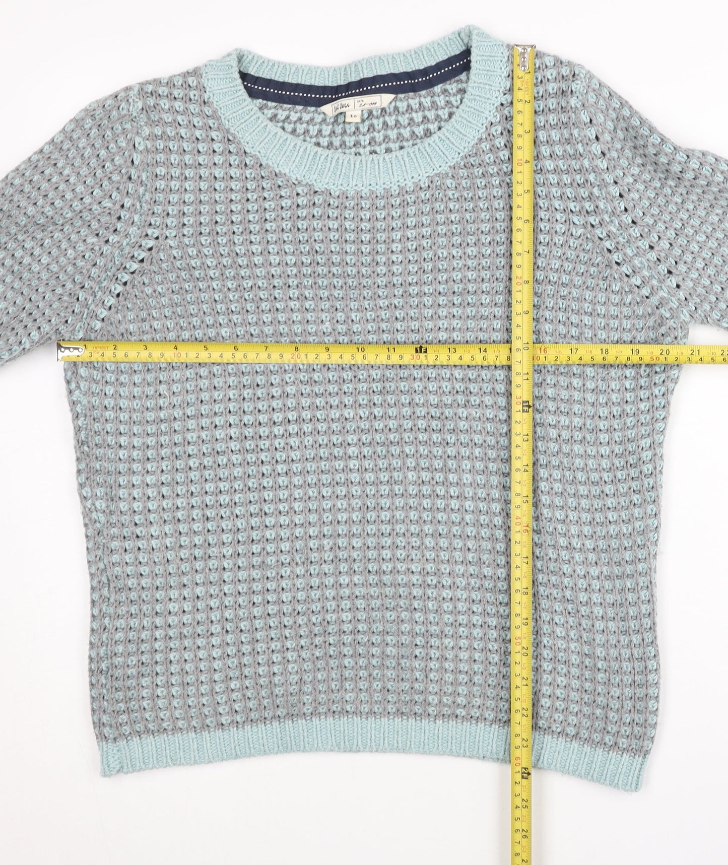 Fat Face Women’s Grey Cotton Acrylic Crew Neck Jumper Size 16