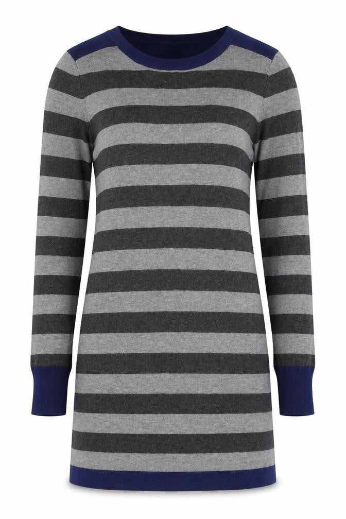 Marks and Spencer Women’s Grey Blue Striped Pullover Jumper Size 12