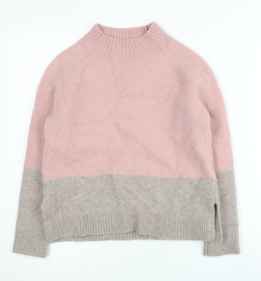 FatFace Women's Pink Cashmere Jumper UK 12 Mock Neck Long Sleeve