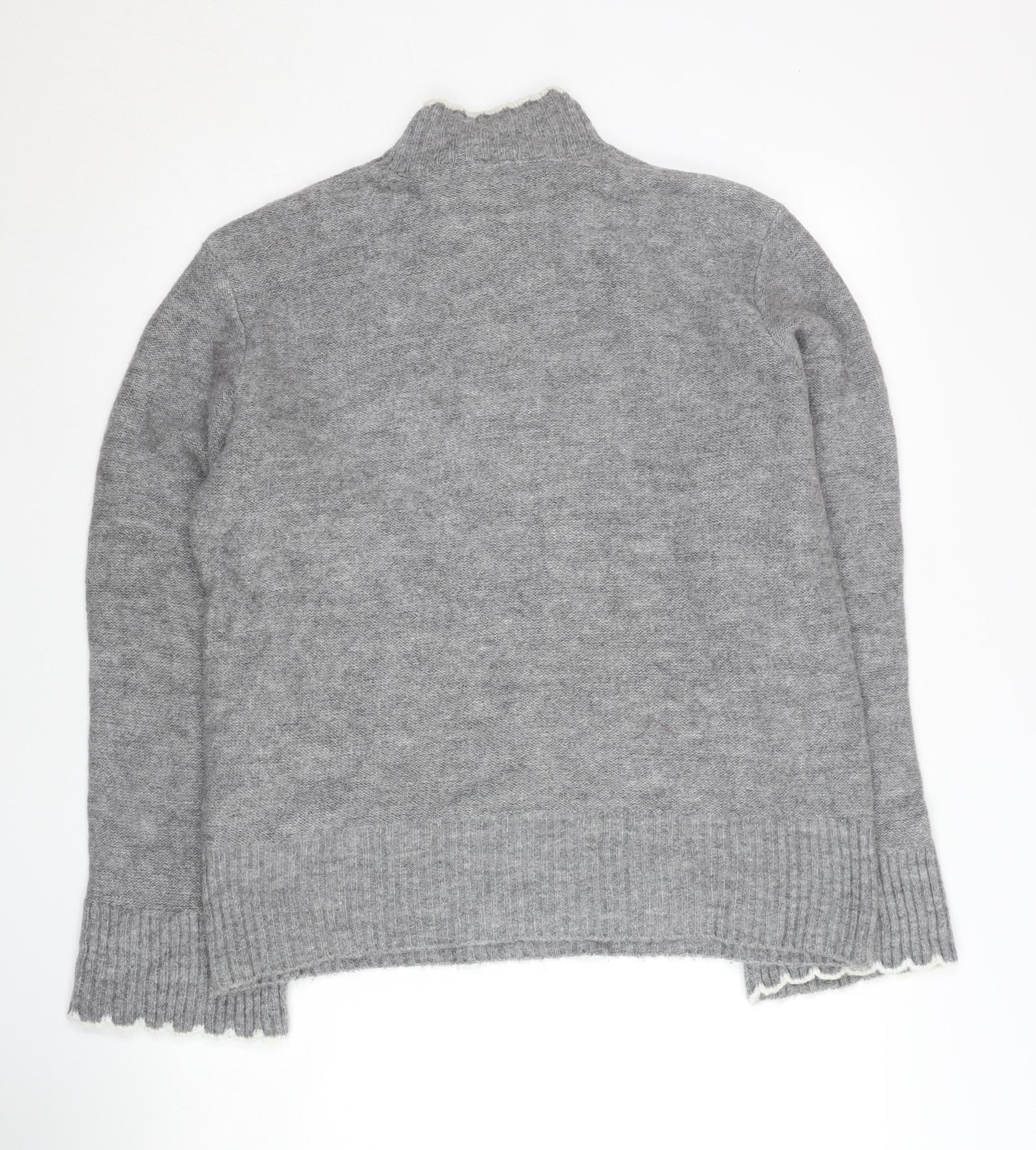 Lipsy Women’s Grey Cable Knit Jumper Size 12 Mock Neck Pullover